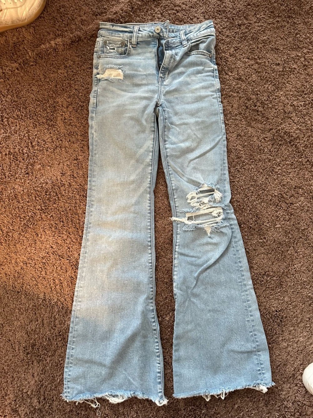 American Eagle Outfitters Light Blue Distressed Flare Jeans